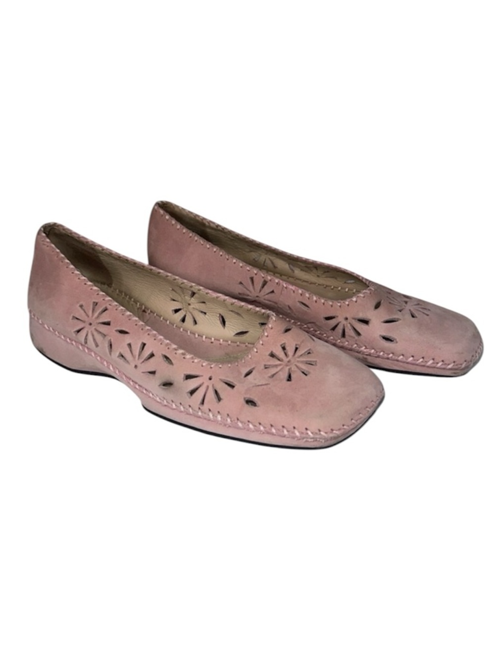 Nurture Sunburst Pink Suede Perforated Cut Out Slip On Flats Comfort Size 7.5